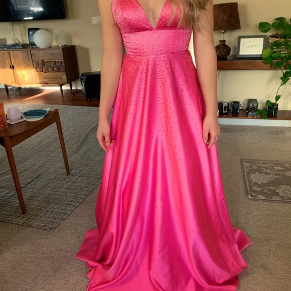 david's bridal pink prom dress David's Bridal | Dresses | Pink Crystal Embellished Prom Gown
